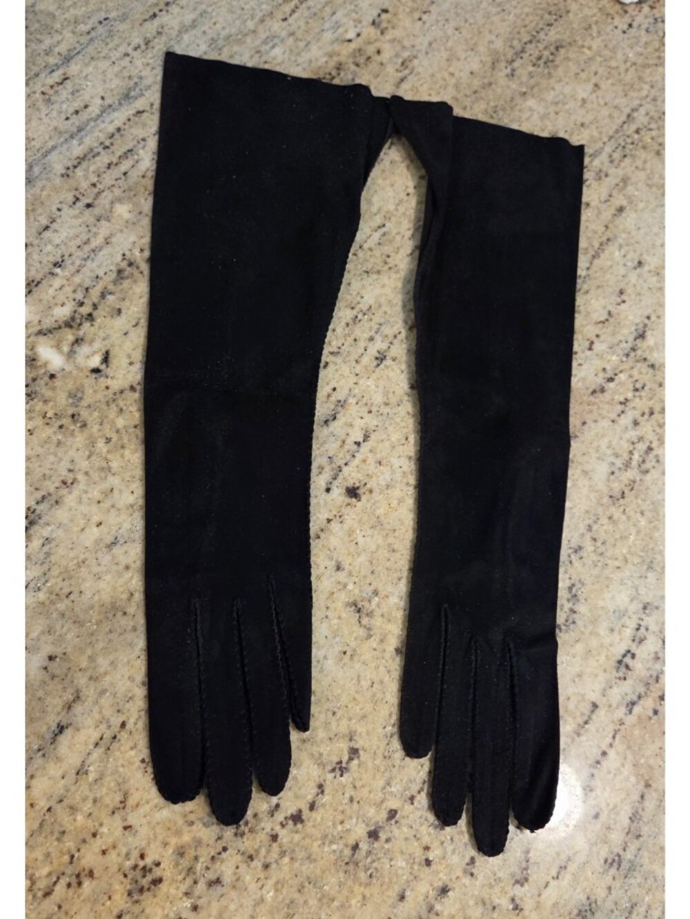 New! Vintage Women's Size S 6 3/4 Black Suede Formal 15" Long Gloves...